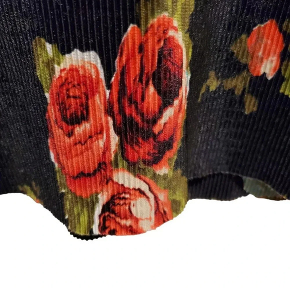 Vintage 90s Y2K CDW Black Red Floral Pleated Sleeveless Shell Blouse Top L - Picture 12 of 13